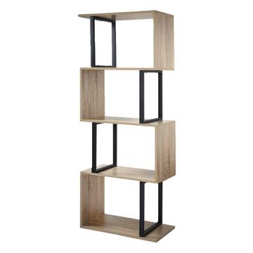 Bücherregal mit 4 Ebenen, Holzdekor und Metallständern - H148cm