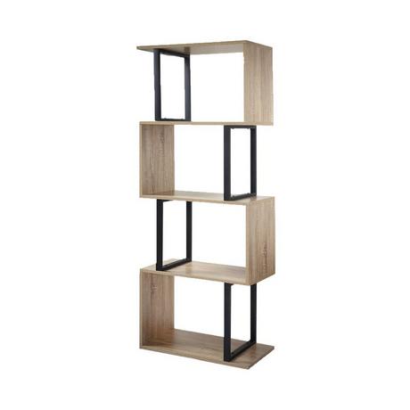 Casâme Bücherregal mit 4 Ebenen, Holzdekor und Metallständern  