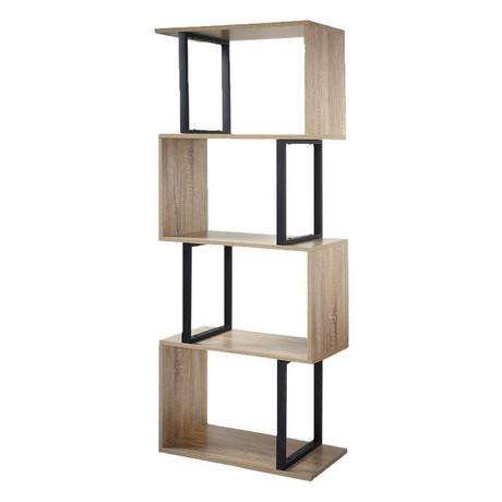 Calicosy Bücherregal mit 4 Ebenen, Holzdekor und Metallständern - H148cm  