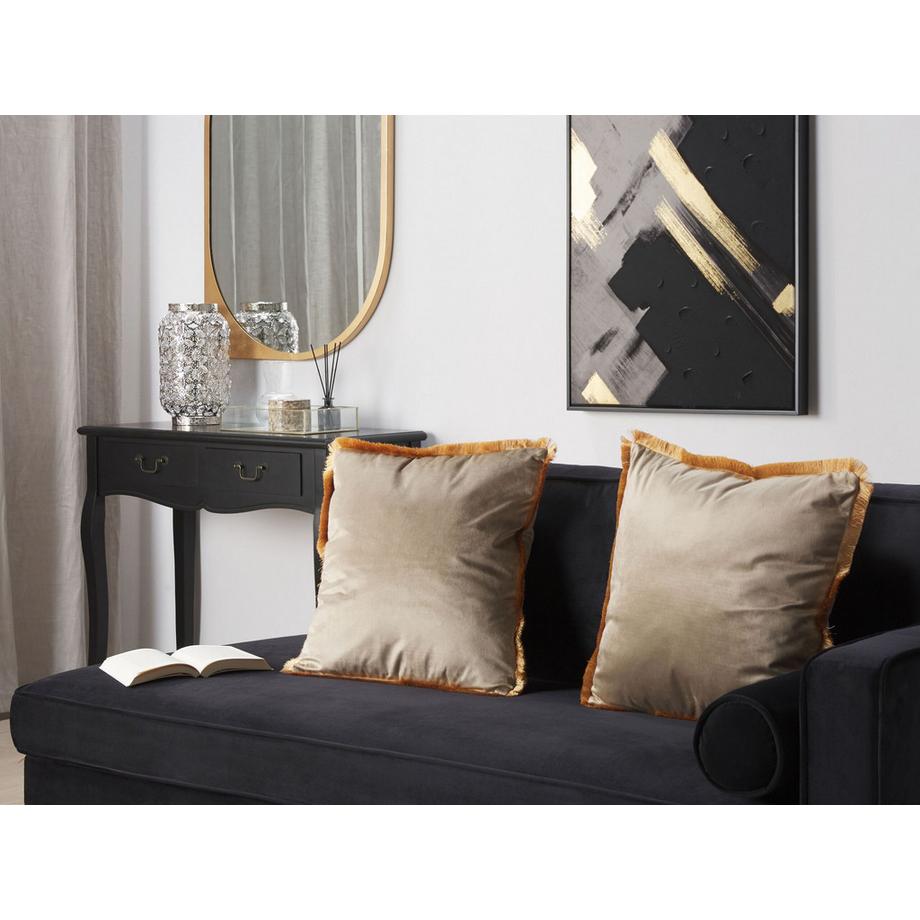 Beliani Dekokissen 2er Set aus Samtstoff Boho POTHOS  