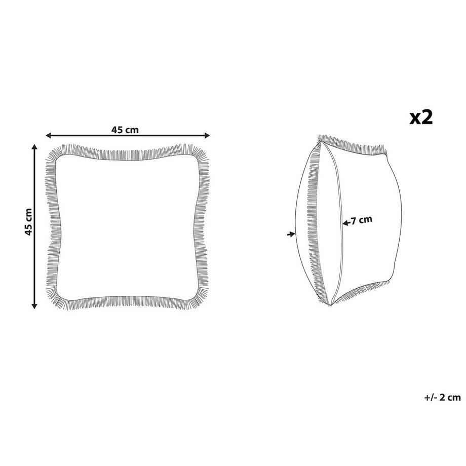 Beliani Dekokissen 2er Set aus Samtstoff Boho POTHOS  