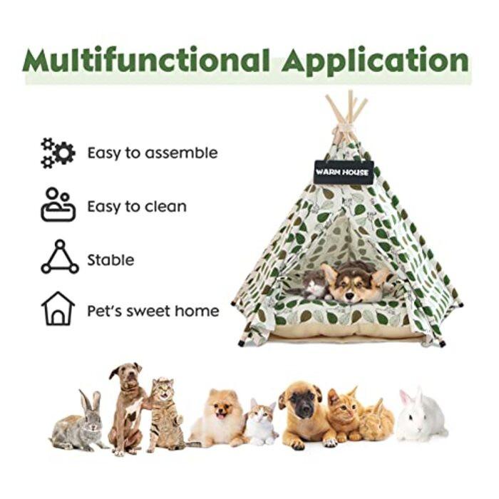 Alopini  Tente pour chiens et chats, Tipi pour animaux de compagnie, lit pour chien et chat avec oreiller, tentes de luxe pour chiens, grotte pour chiens et maisons pour animaux de compagnie avec oreiller et panneau 