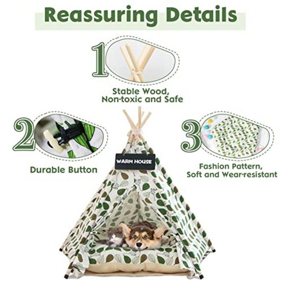 Alopini  Zelt für Hunde und Katzen,Pet Tipi Hund Katze Bett mit Kissen, Luxery Hund Zelte Hundehöhle und 
