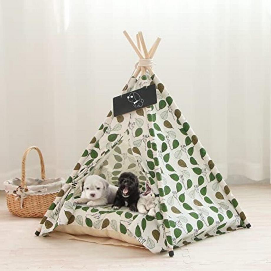 Zelt für Hunde und Katzen,Pet Tipi Hund Katze Bett mit Kissen, Luxery Hund Zelte Hundehöhle und