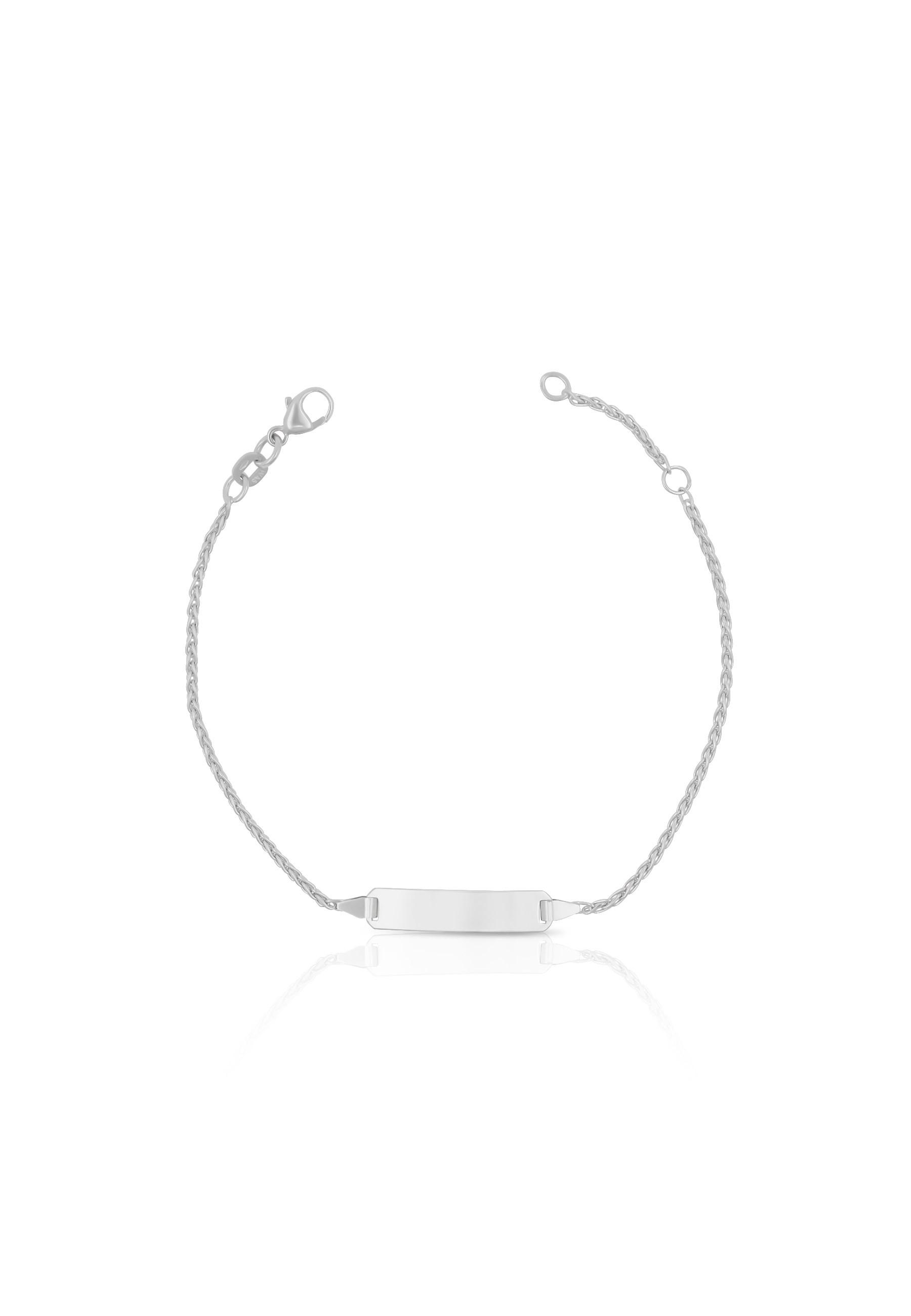 MUAU Schmuck  Bébé Bracelet Zopf Weissgold 750, 18cm Gravurplatte 1.6cm 