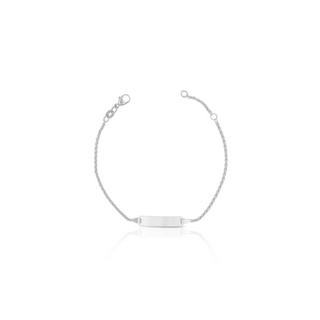 MUAU Schmuck  Bébé Bracelet Zopf Weissgold 750, 18cm Gravurplatte 1.6cm 