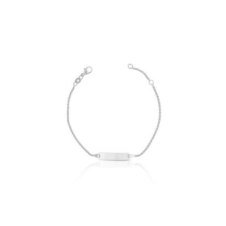 MUAU Schmuck  Bébé Bracelet Zopf Weissgold 750, 18cm Gravurplatte 1.6cm 