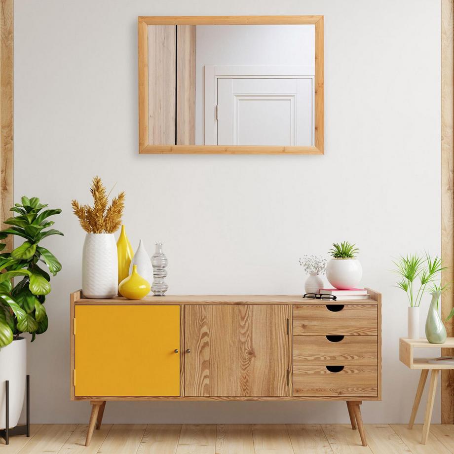 Northix Wandspiegel mit Bambusrahmen  