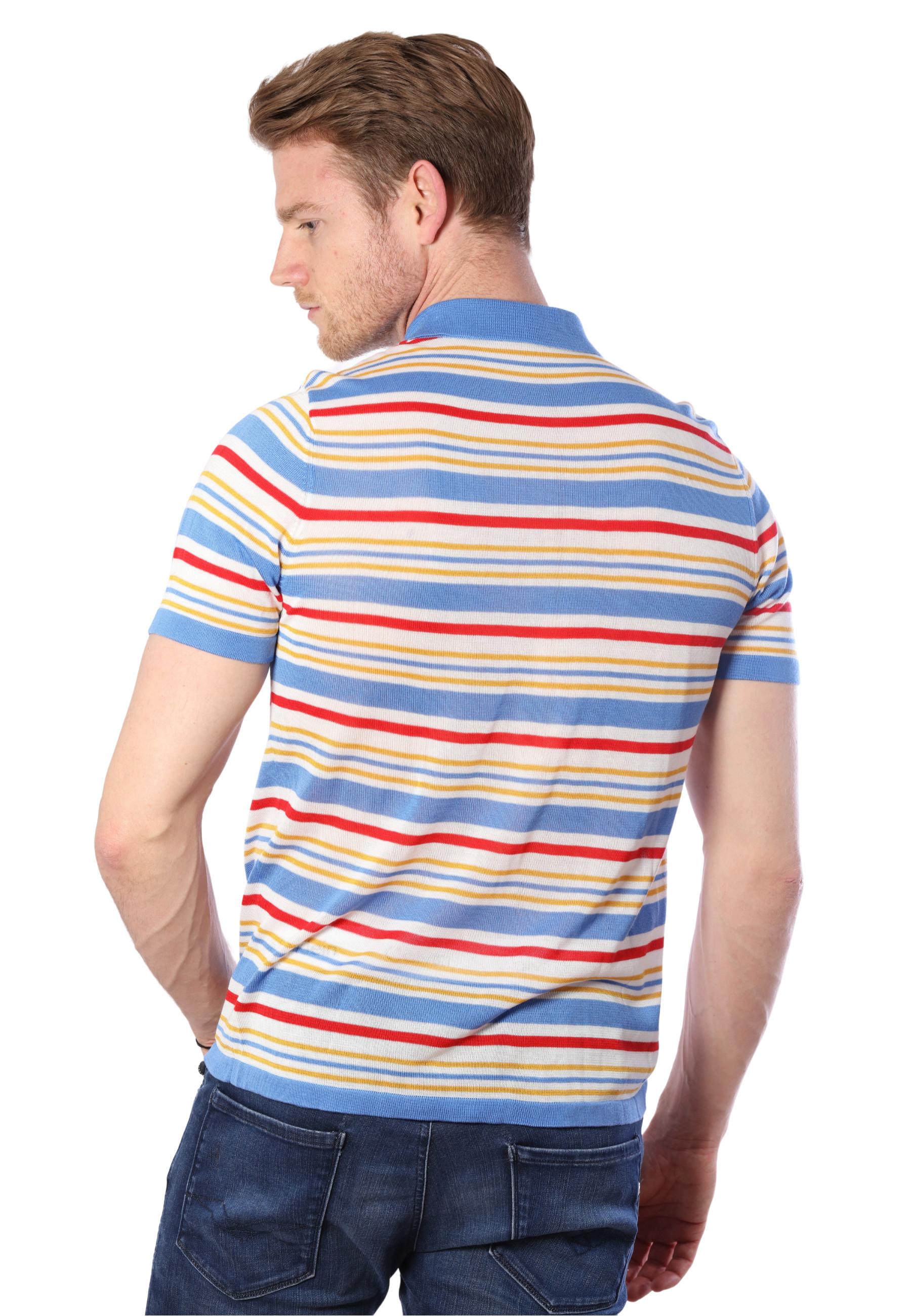 Bellemere New York  Polo en Tencel multicolore à rayures fantaisie Bellemere 