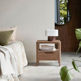 Tikamoon Comodino in legno di noce massello, 1 cassetto Arto  