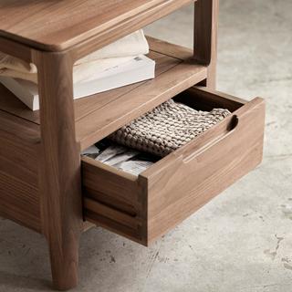 Tikamoon Comodino in legno di noce massello, 1 cassetto Arto  