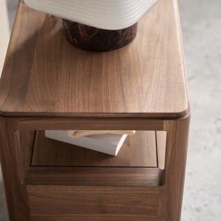 Tikamoon Comodino in legno di noce massello, 1 cassetto Arto  