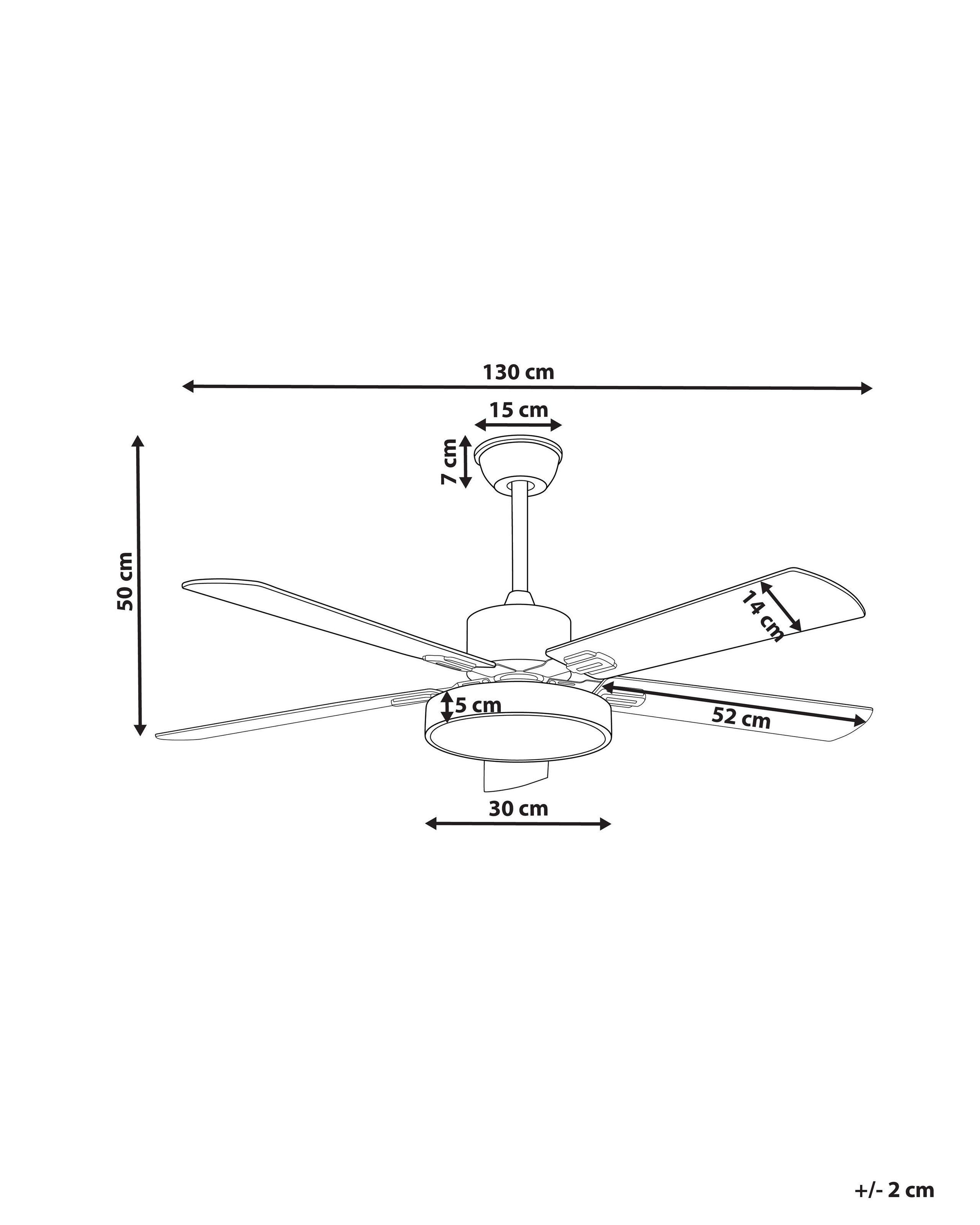 Beliani Ventilateur de plafond avec lampe en Métal Traditionnel HOBBLE  