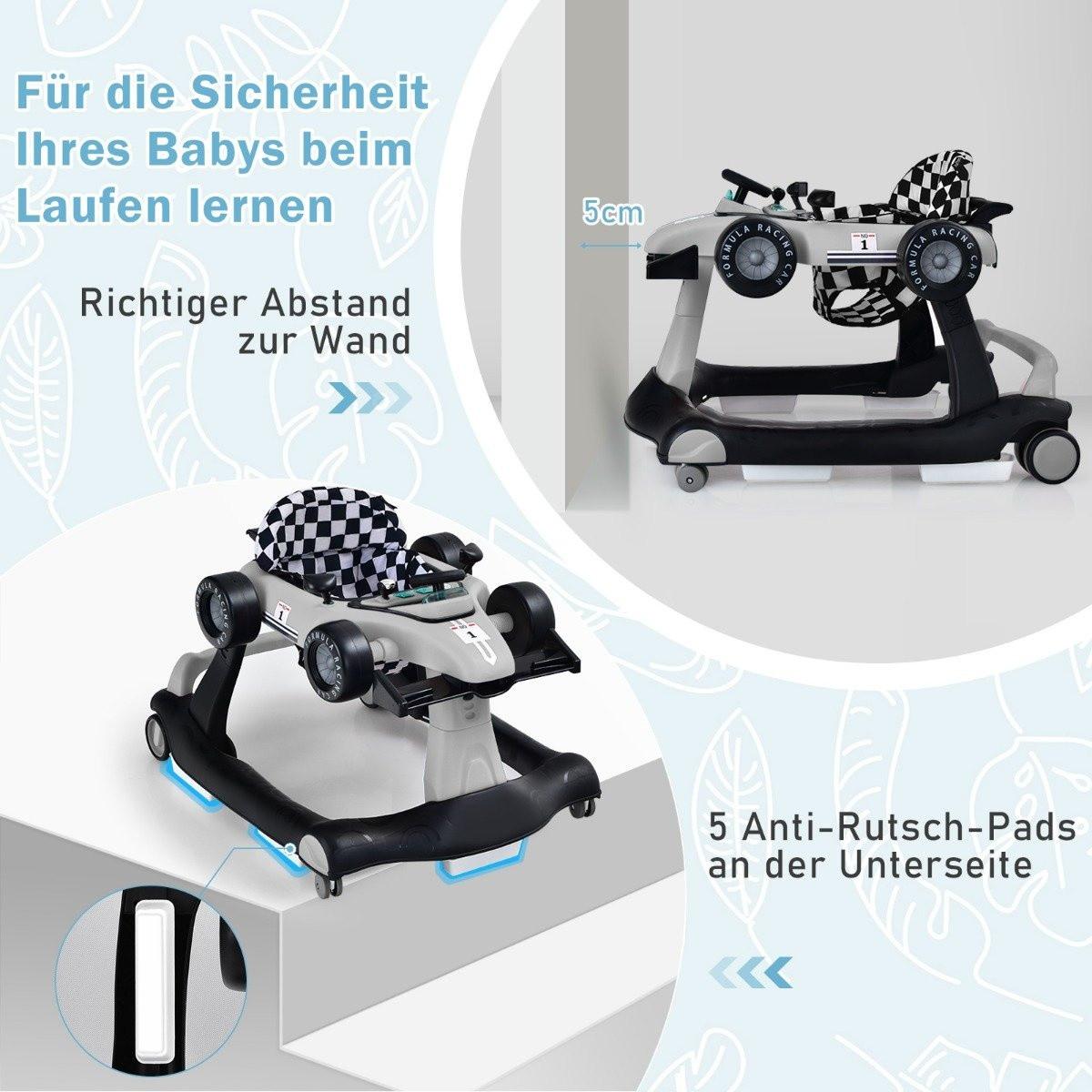Northix  4 in 1 Lauflernwagen Klappbarer Lauflernwagen Grau 