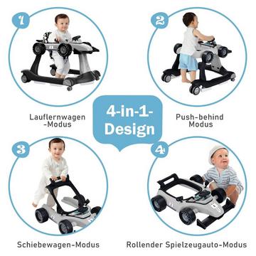4 in 1 Lauflernwagen Klappbarer Lauflernwagen Grau