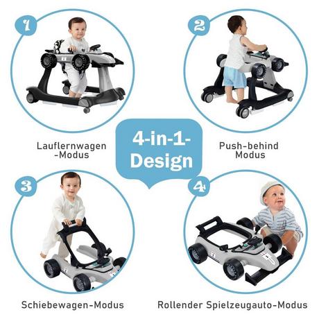 Northix  4 in 1 Lauflernwagen Klappbarer Lauflernwagen Grau 