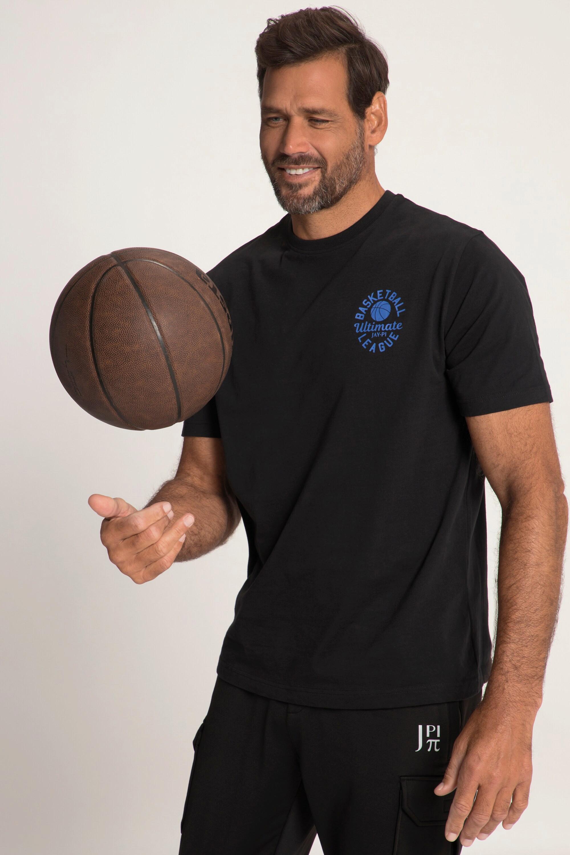 JP1880  T-shirt de fitness à manches courtes, imprimé basket-ball dans le dos 