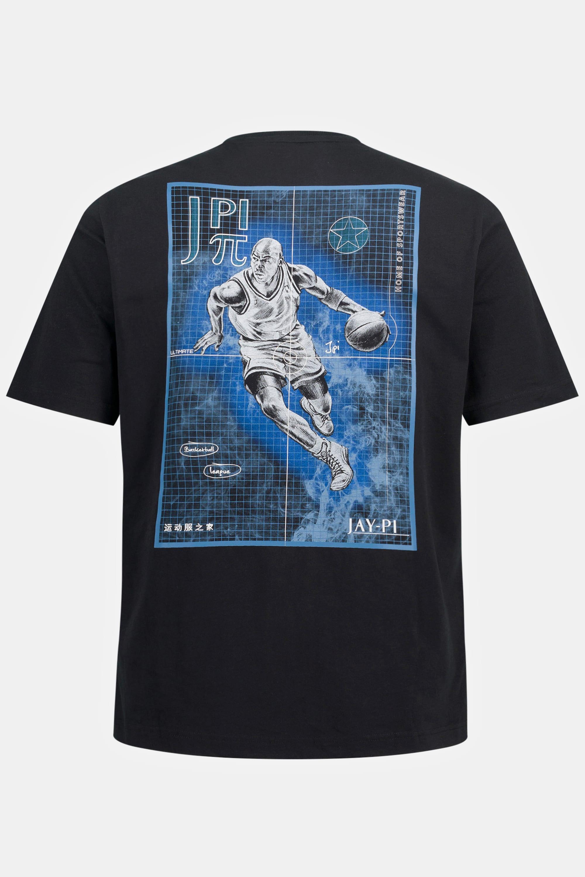 JP1880  T-shirt de fitness à manches courtes, imprimé basket-ball dans le dos 