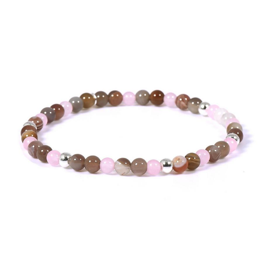 Mia  Armband mit Achat, Rosenquarz und Silber