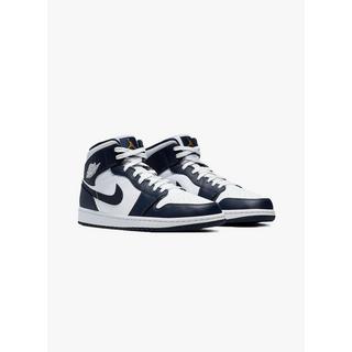 NIKE  Air Jordan 1 Mid White Metallic Gold Obsidian 