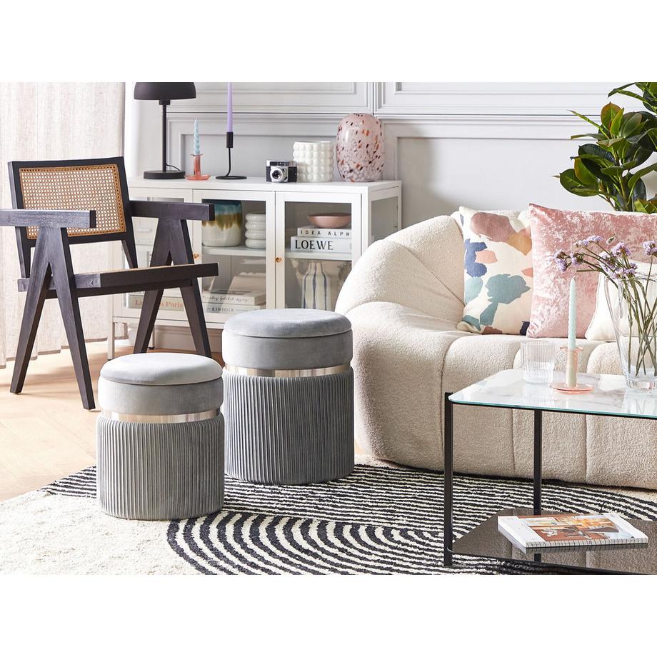 Beliani Lot de 2 poufs avec rangement en Velours Glamour CAMDENTON  