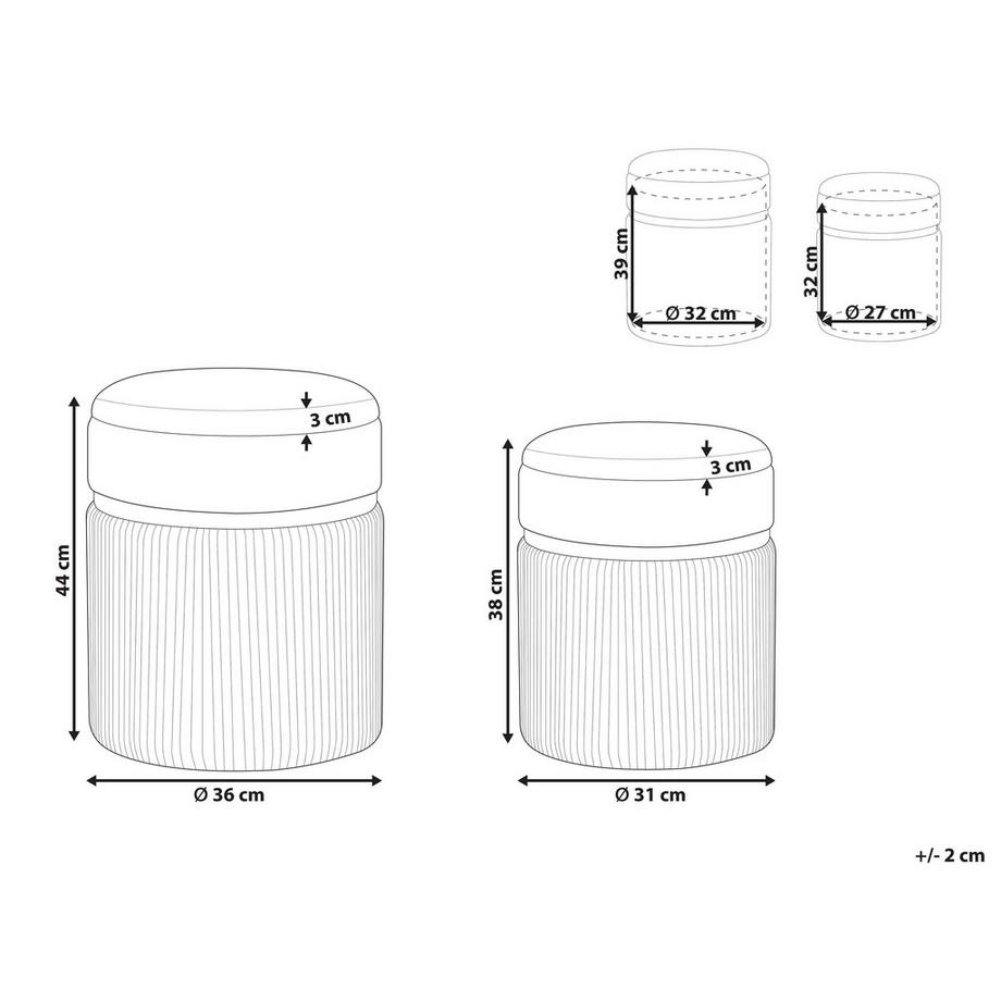 Beliani Lot de 2 poufs avec rangement en Velours Glamour CAMDENTON  