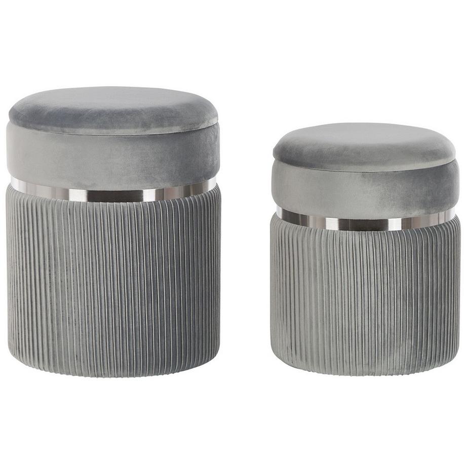 Beliani Lot de 2 poufs avec rangement en Velours Glamour CAMDENTON  