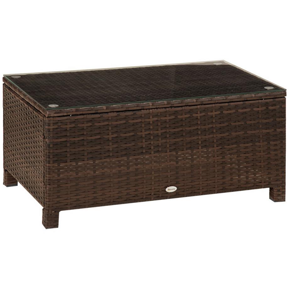 Garten Beistelltisch Couchtisch Aus Polyrattan, Wetterfest, Braun, 85X50X39Cm
