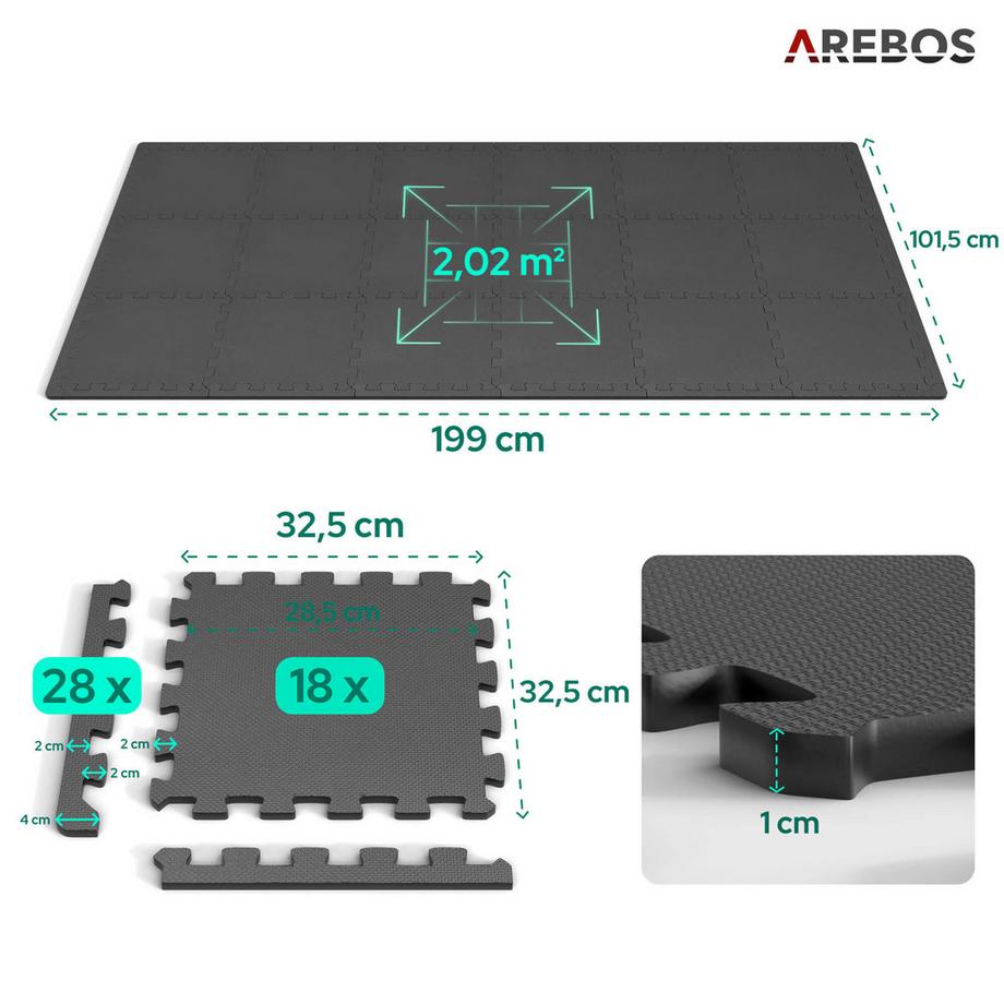 Arebos  28x Puzzlematte Bodenschutzmatte Spielmatte 