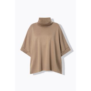 Ulla Popken  Poncho in felpa dal taglio oversize con collo alto, mezze maniche e modal 