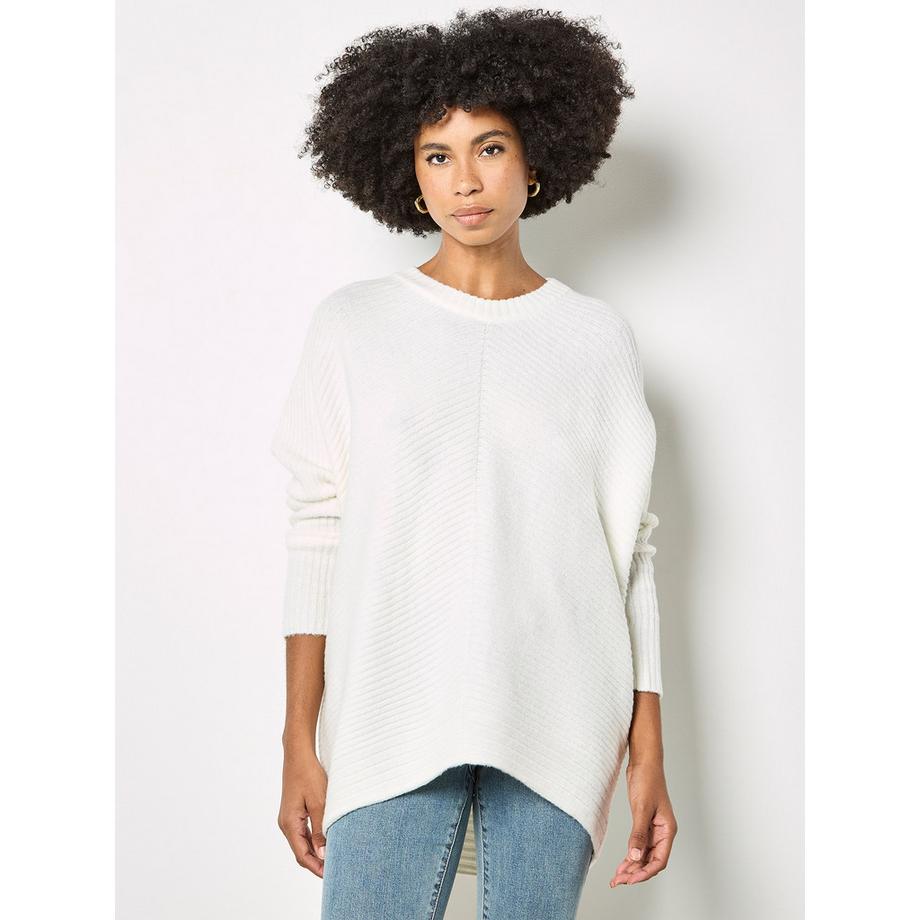 Chevron-Strickpullover mit Fledermausärmeln