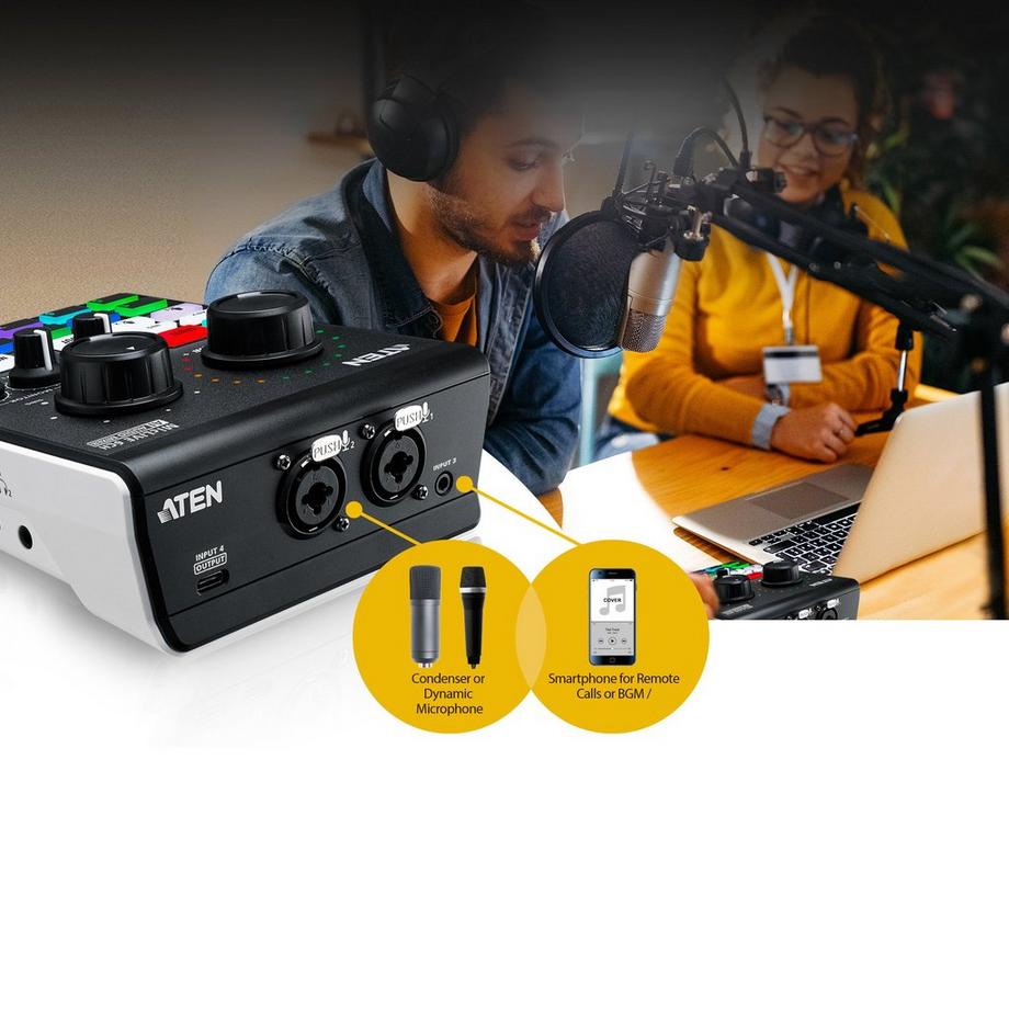 ATEN  Mischpult UC8000 MicLive 6CH Audio Mixer 