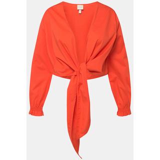 Ulla Popken  Blusa corta da incrociare in cotone biologico con scollo a V e maniche lunghe 