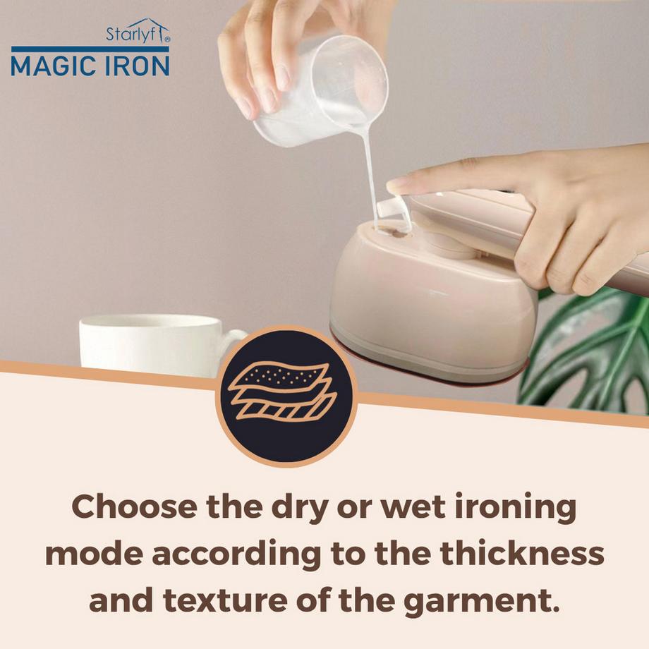 STARLYF Magic Iron-1000W Ferro da stiro a vapore portatile, doppia funzione asciutto e bagnato, design compatto  