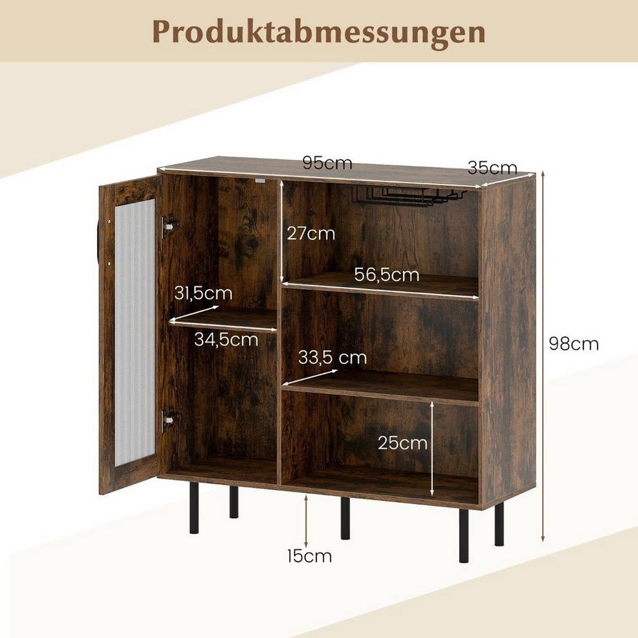 Northix Sideboard mit Glastür & Weinregal  