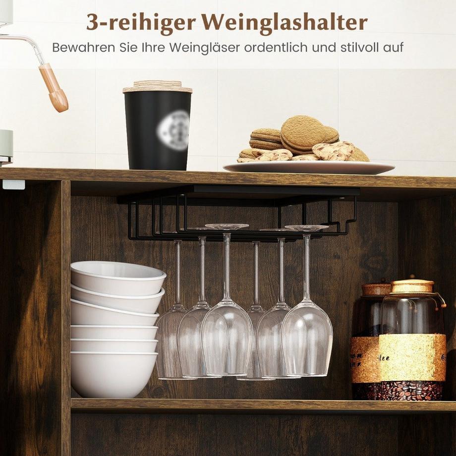 Northix Sideboard mit Glastür & Weinregal  