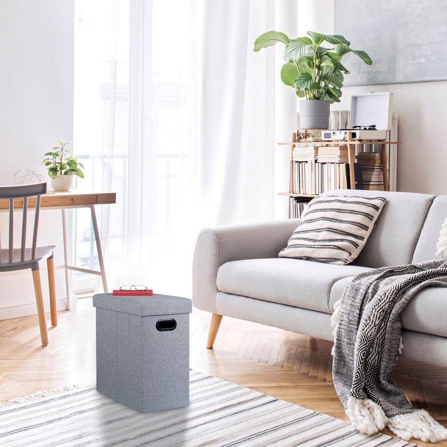 Northix Sgabello grigio con spazio di archiviazione  