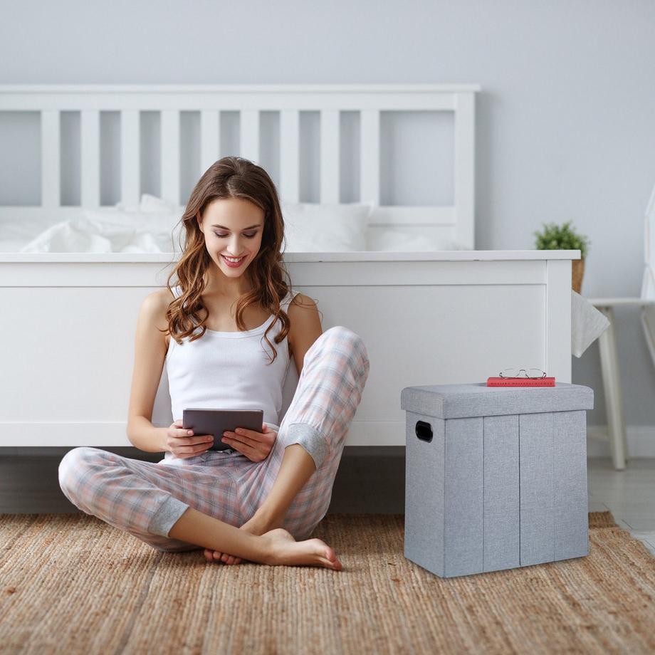 Northix Sgabello grigio con spazio di archiviazione  