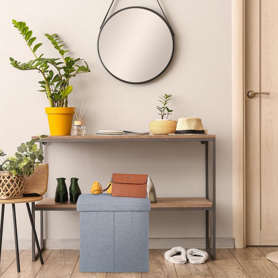 Northix Sgabello grigio con spazio di archiviazione  