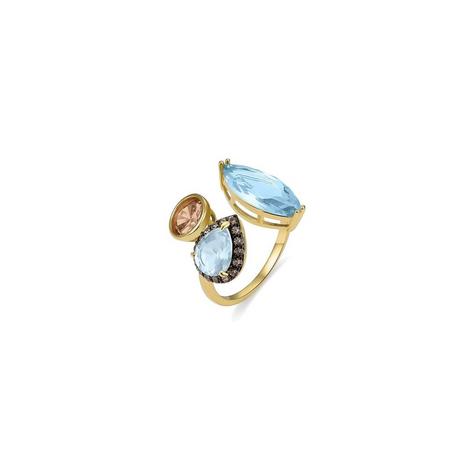 Luxenter  Anello  in argento Sterling 925 con zirconi multicolori rifiniti in oro giallo 18 carati - Adnaw 