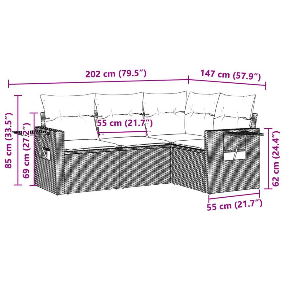 VidaXL set divano da giardino Polirattan  