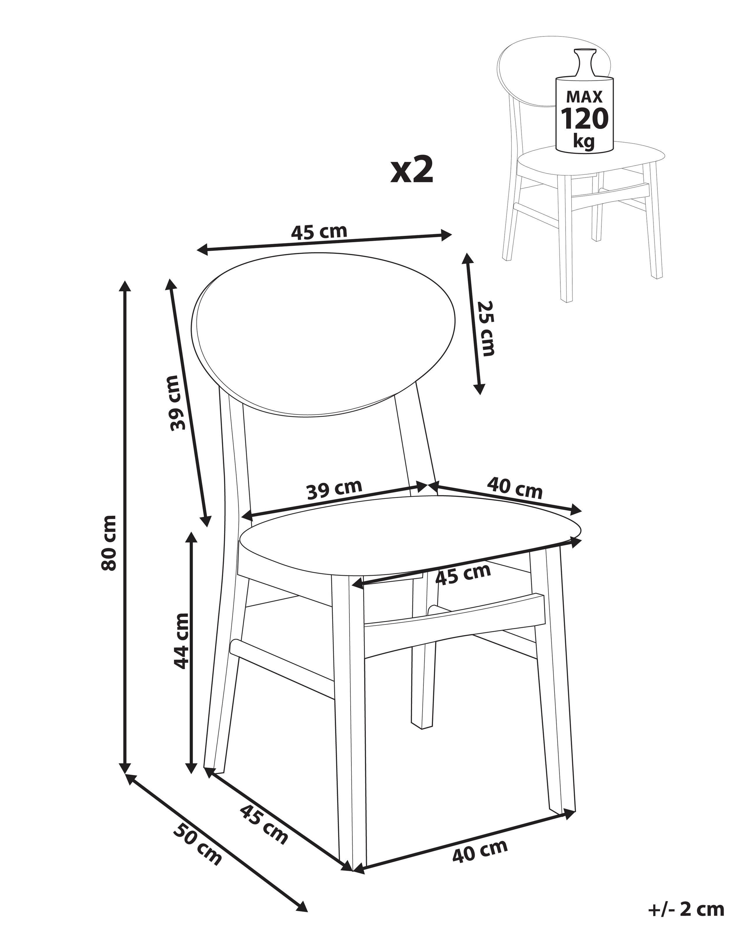 Beliani Set di 2 sedie da pranzo en Legno di caucciù Scandinavo AMERY  