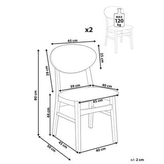 Beliani Set di 2 sedie da pranzo en Legno di caucciù Scandinavo AMERY  