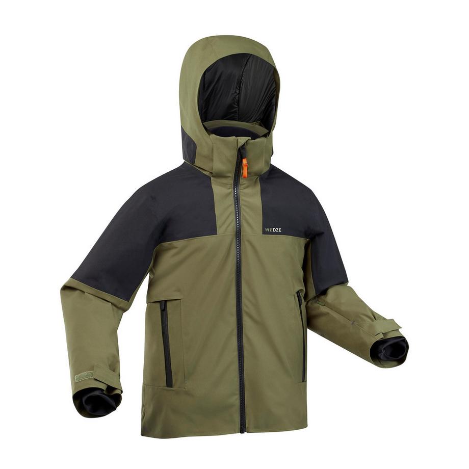 WEDZE Kinder warme wasserdichte Skijacke 900 Khaki  