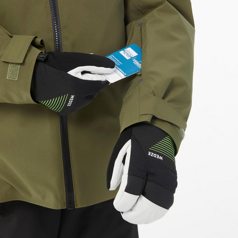 WEDZE Kinder warme wasserdichte Skijacke 900 Khaki  