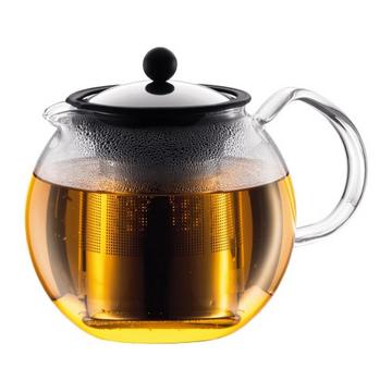 Bodum Assam teiera in vetro per la preparazione del tè 1,5 L Cromo, Trasparente