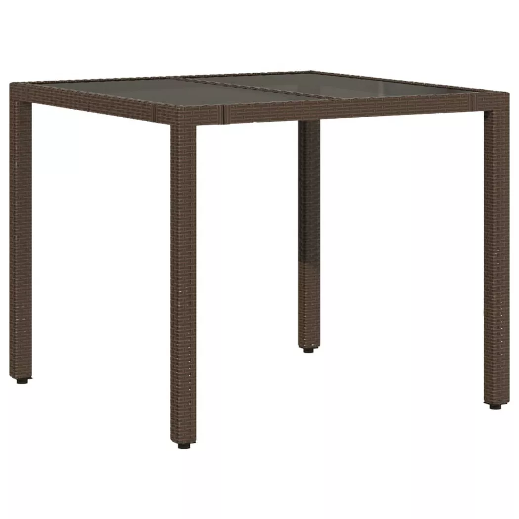 Vidaxl - Table de jardin avec dessus en verre marron résine tressée
