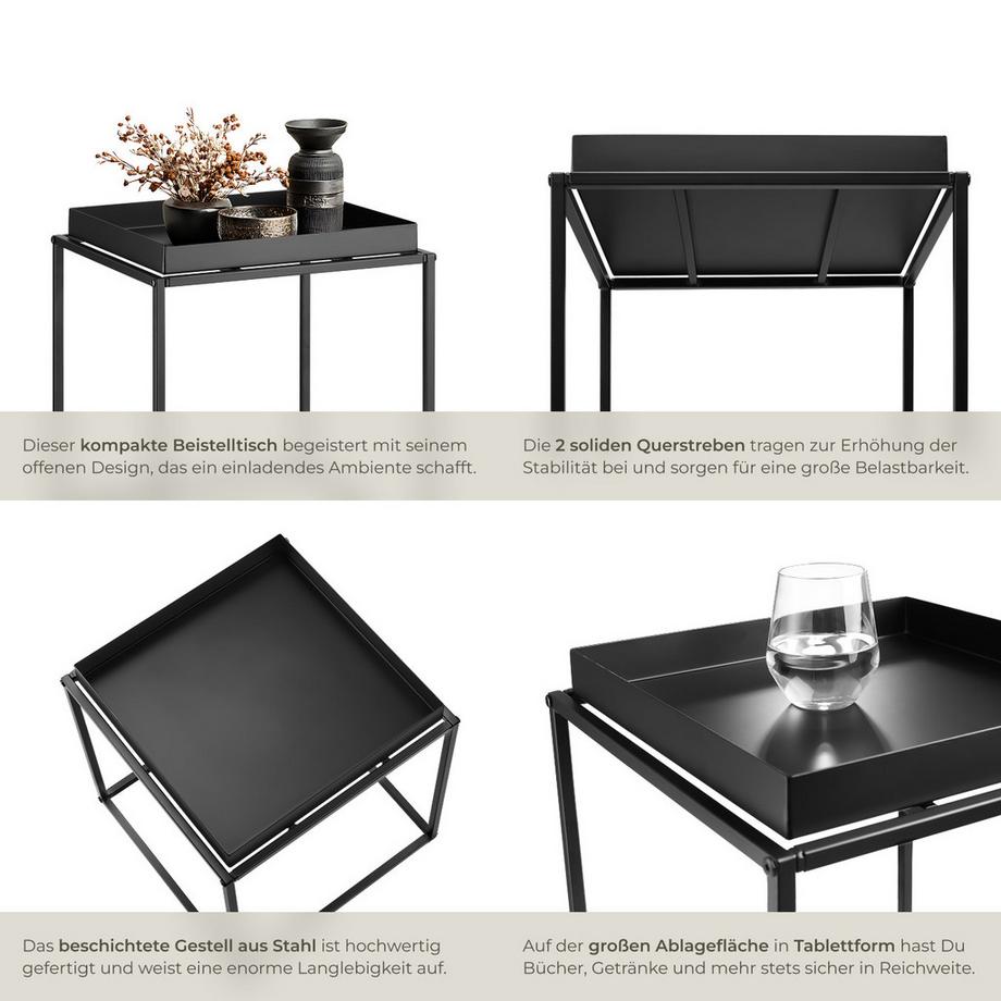 Tectake Table d'appoint CAMBRIDGE en acier  