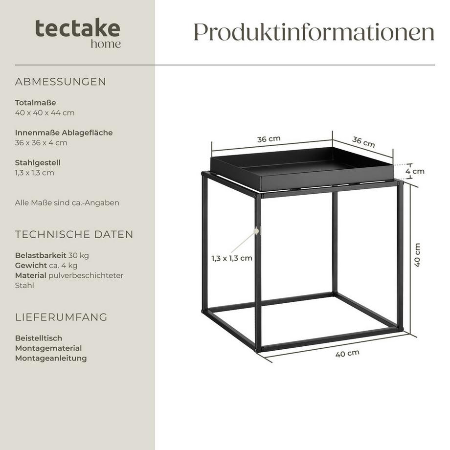 Tectake Table d'appoint CAMBRIDGE en acier  