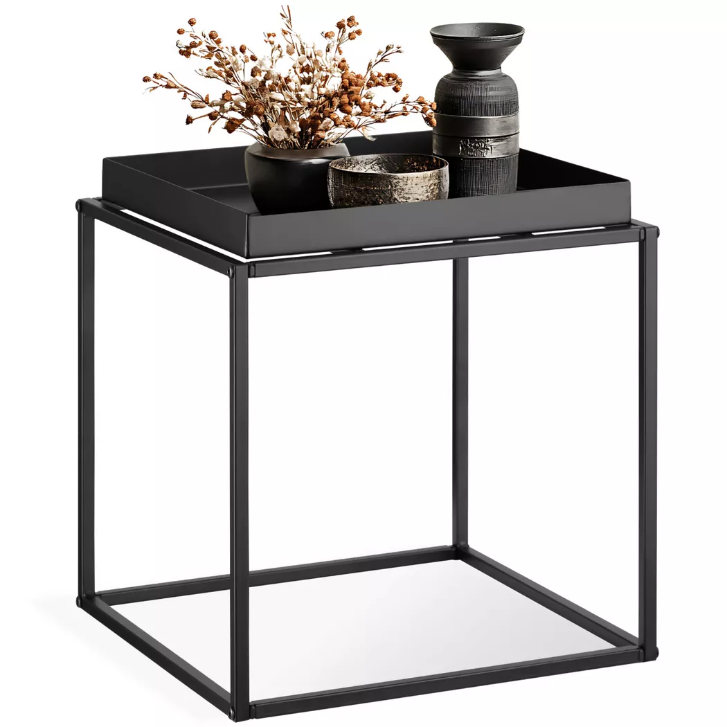 tectake Bedside Table Cambridge - With Tray-Shaped Shelf, 40 X 40 X 44 Cm in Black